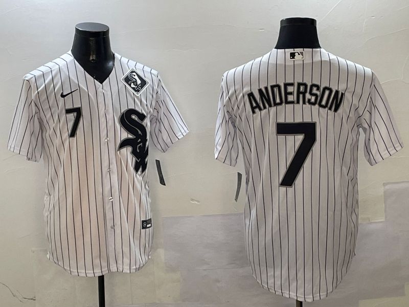 Men Chicago White Sox #7 Anderson White Stripe Game 2025 Nike MLB Jersey style 7